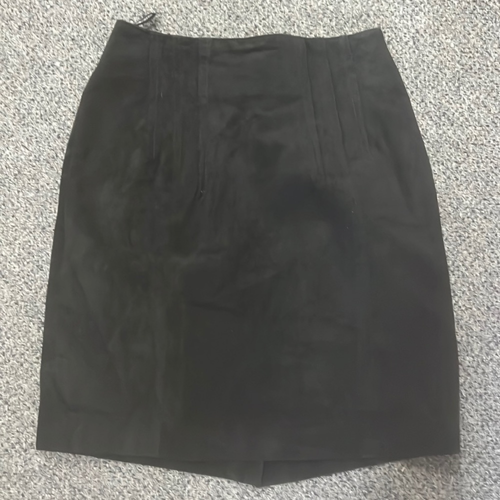 CONCEPTS | black suede leather knee length pencil skirt